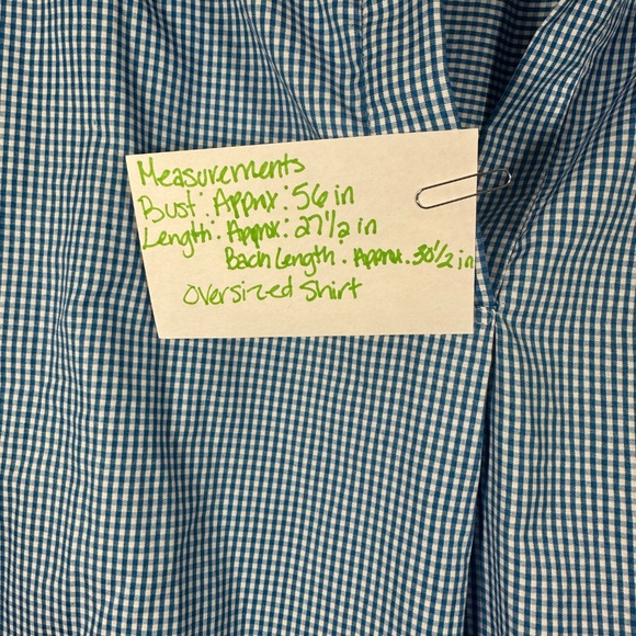 Blue Gingham Oversized Sz M Summer/Spring Vibe Blouse Dolman Sleeve Preppy Shirt - Picture 9 of 10
